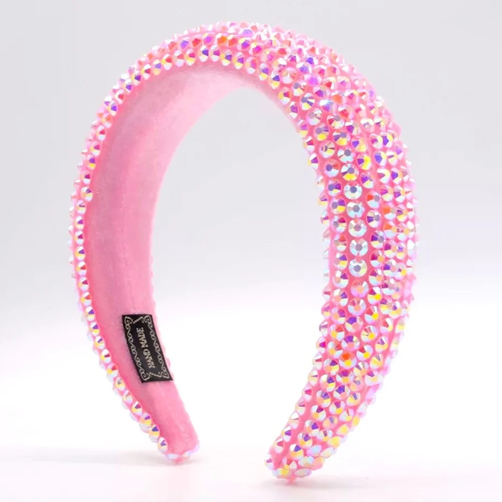 Pink Handmade Rhinestone Festival Coachella Sparkle Bling Statement Headband
